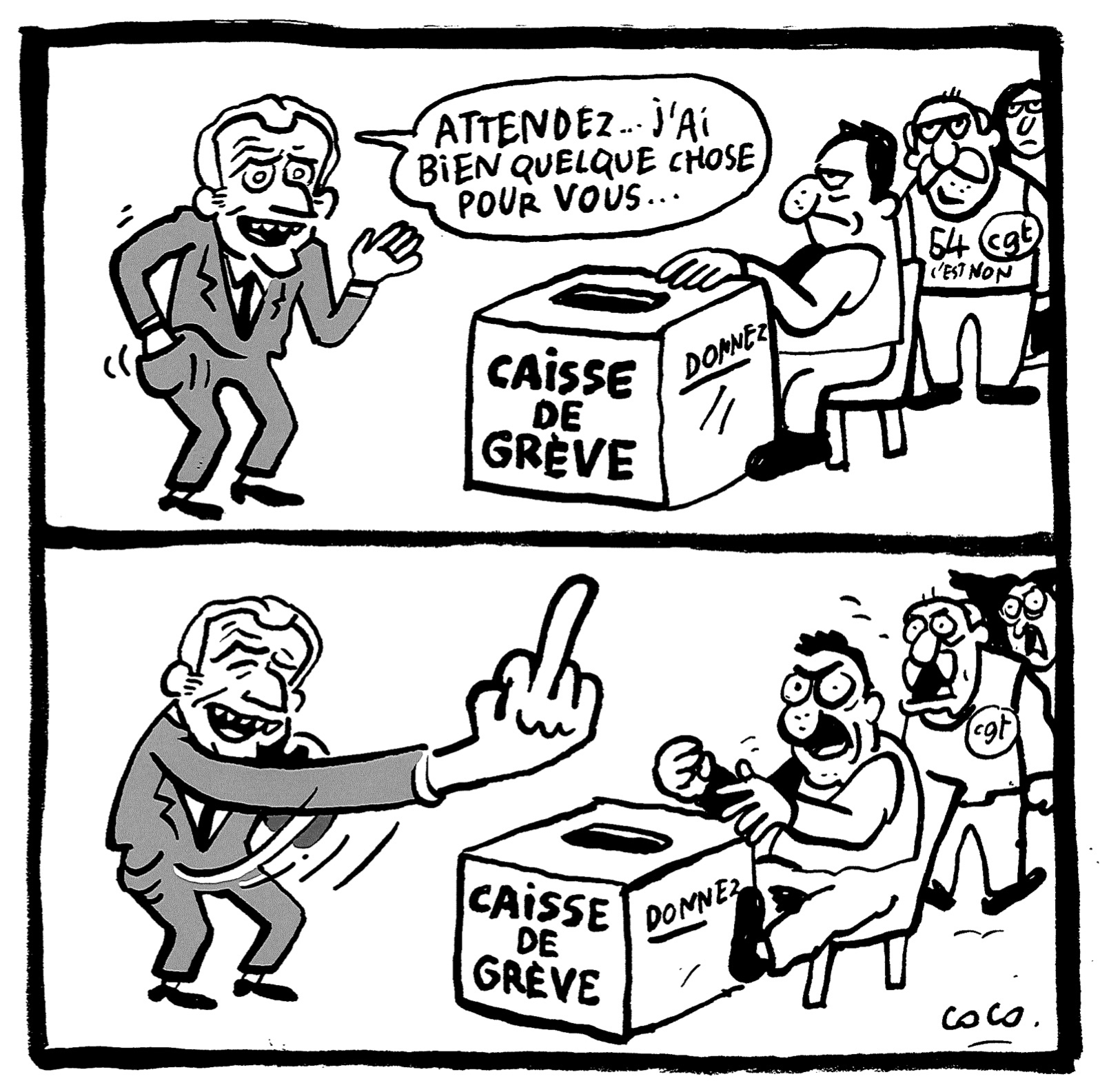 Coco soutient les grévistes