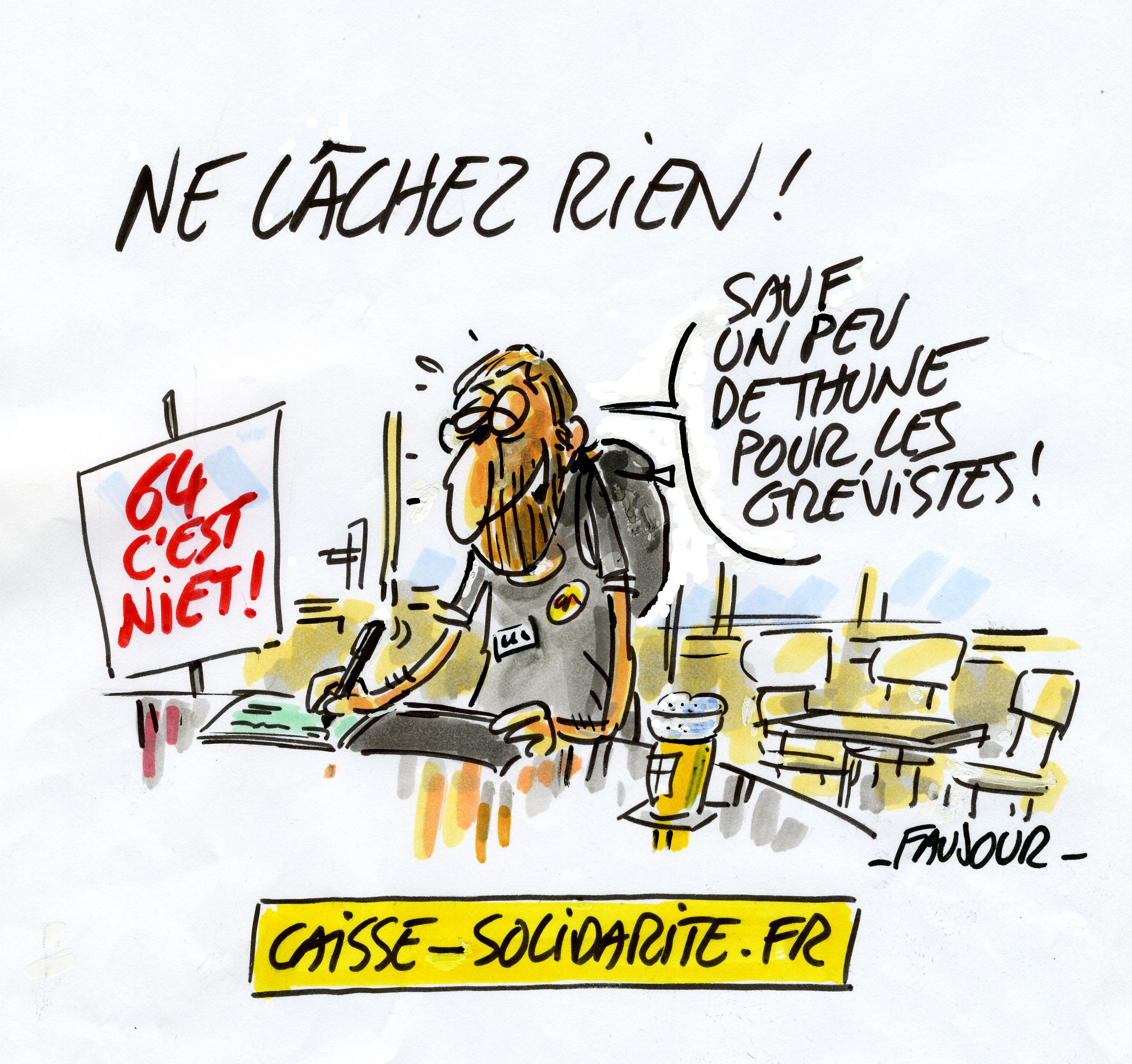 Le dessinateur Loïc Faujour solidaire des grévistes
