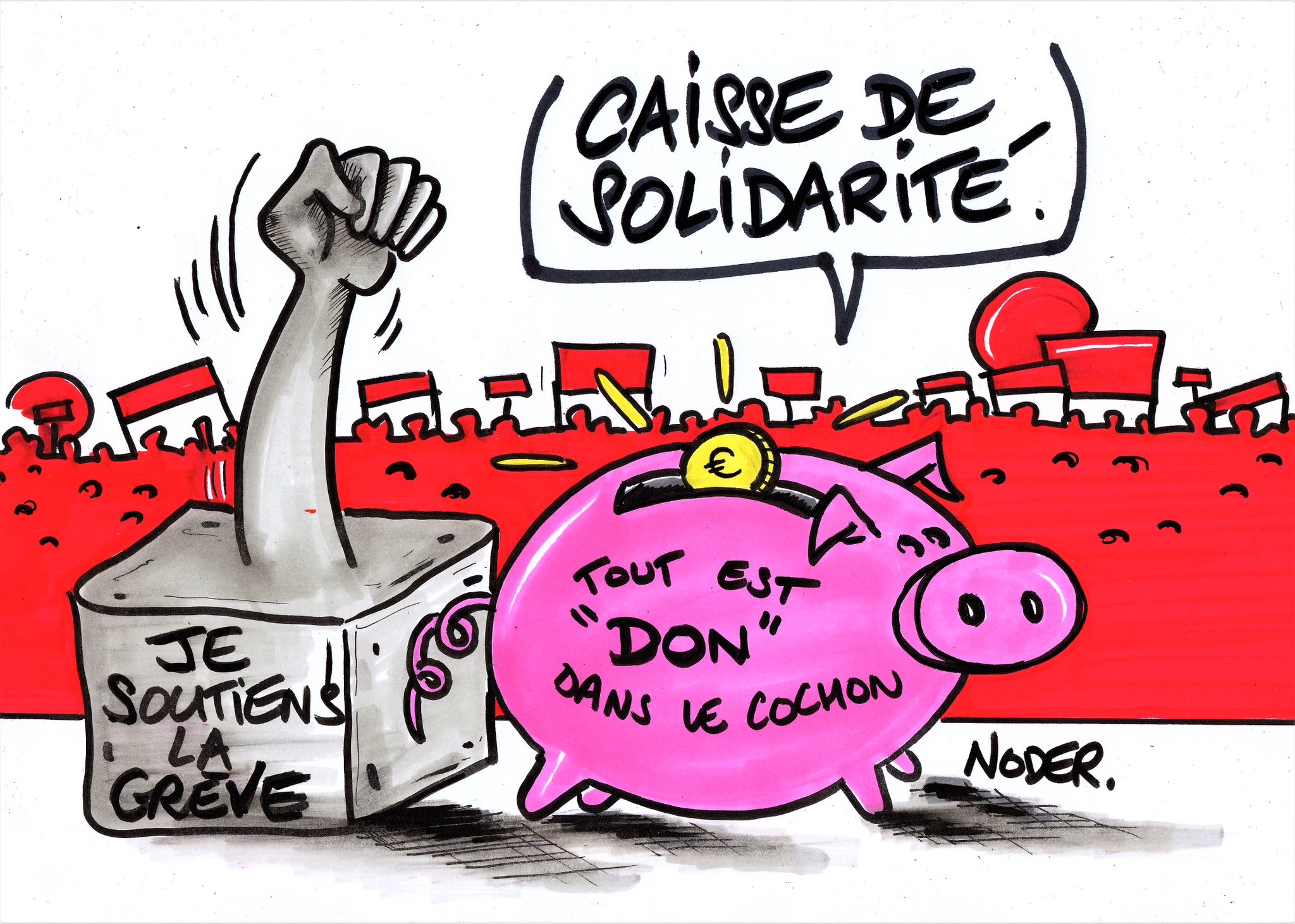 Le dessinateur Noder solidaire des grévistes
