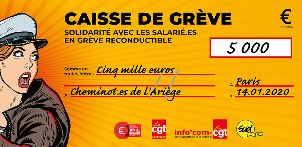 Chèque du versement à SNCF ARIÈGE