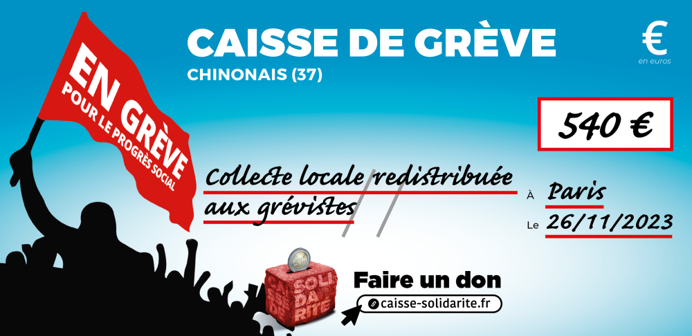 Chèque du versement à CHINONAIS (37)