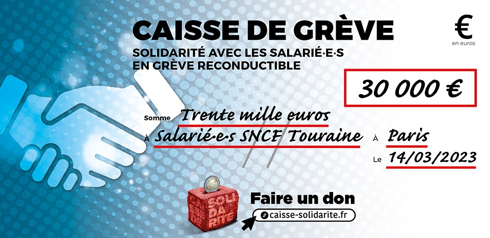 Chèque du versement à SNCF • TOURAINE (37)