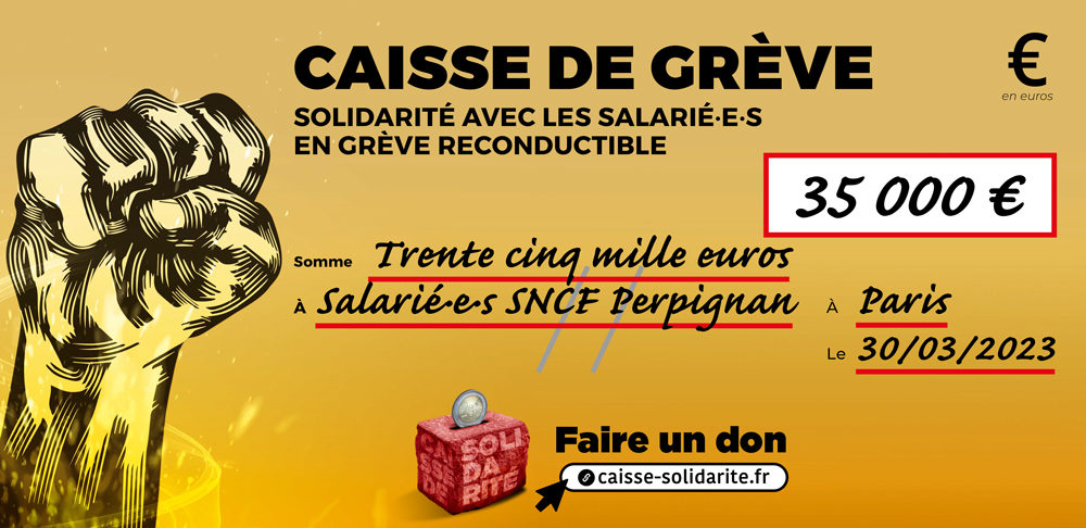 Chèque du versement à SNCF • PERPIGNAN (66)