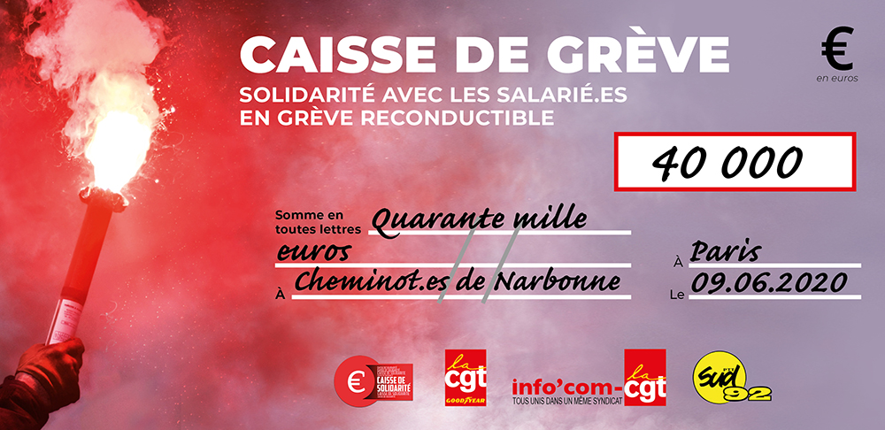 Chèque du versement à SNCF NARBONNE