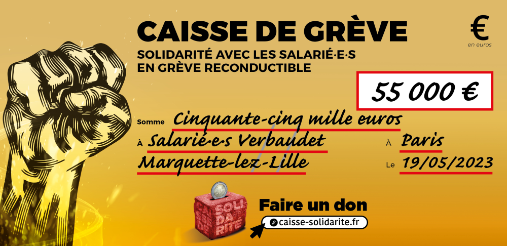 Chèque du versement à VERBAUDET • MARQUETTE-LEZ-LILLE (59)
