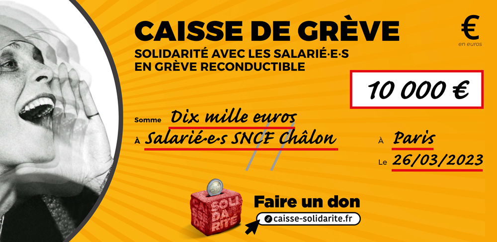 Chèque du versement à SNCF • CHÂLON (38)