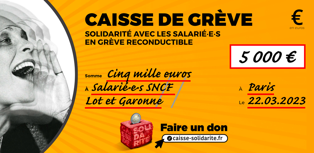 Chèque du versement à SNCF • LOT-ET-GARONNE (47)
