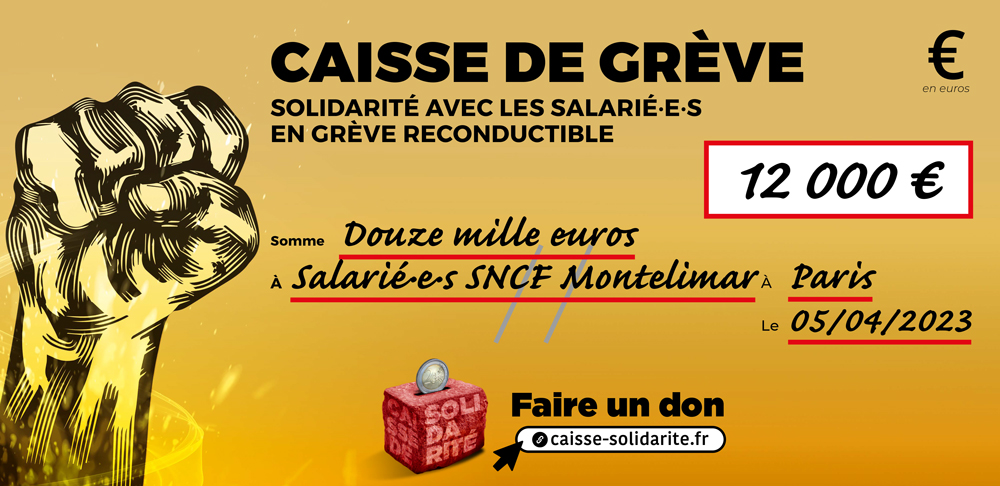 Chèque du versement à SNCF • MONTELIMAR (26)