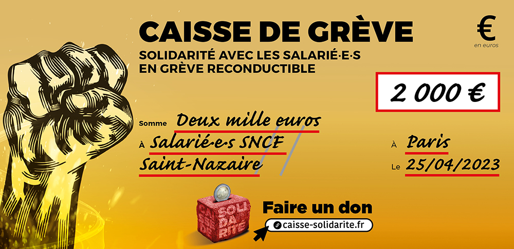 Chèque du versement à SNCF • SAINT NAZAIRE