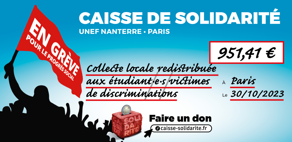 Chèque du versement à UNEF NANTERRE • PARIS