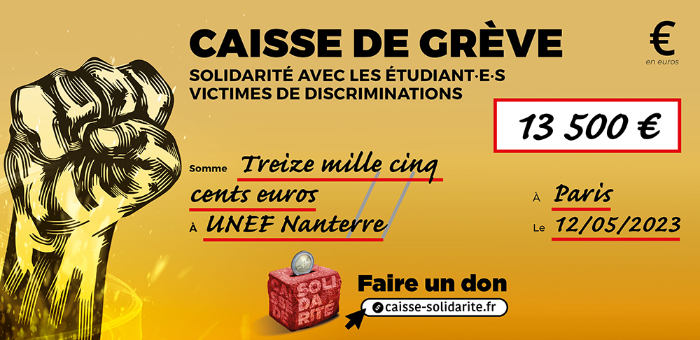 Chèque du versement à ÉDUCATION NATIONALE • UNEF NANTERRE (92)