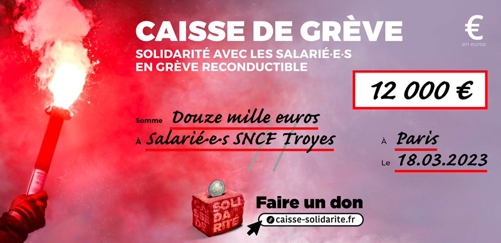 Chèque du versement à SNCF • TROYES (10)