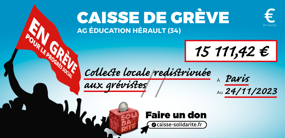 Chèque du versement à ÉDUCATION NATIONALE • AG HERAULT (34)