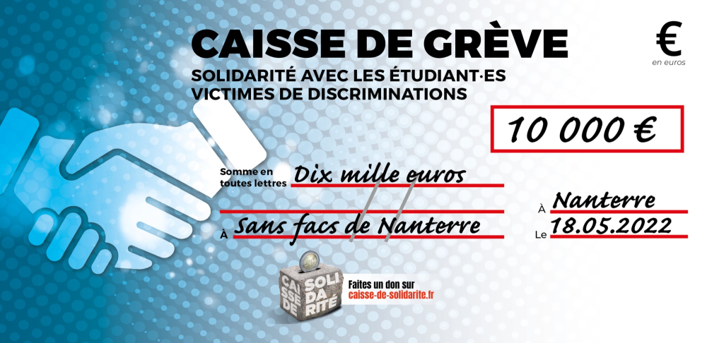 Chèque du versement à DOSSIER COLLECTIF RÉPRESSION UNEF NANTERRE