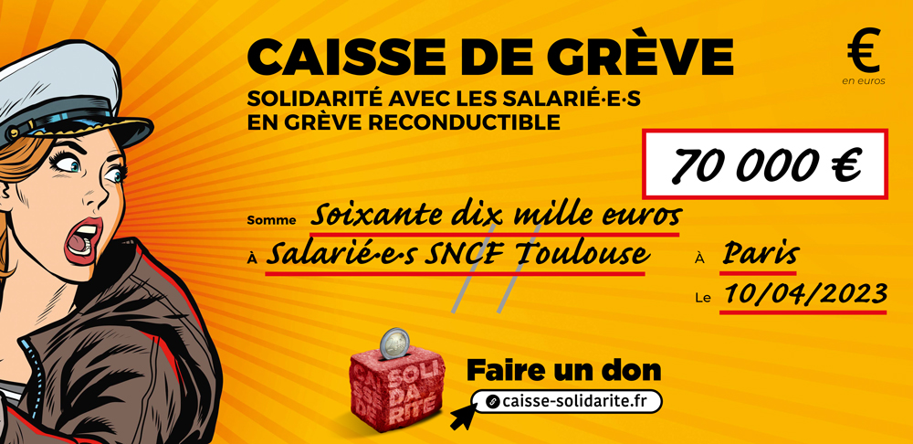Chèque du versement à SNCF • TOULOUSE (31)