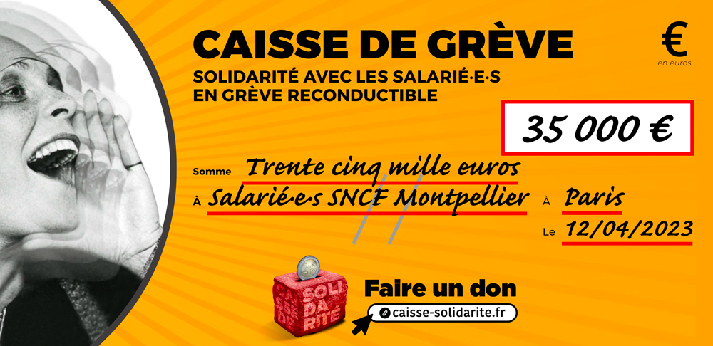 Chèque du versement à SNCF • MONTPELLIER (34)
