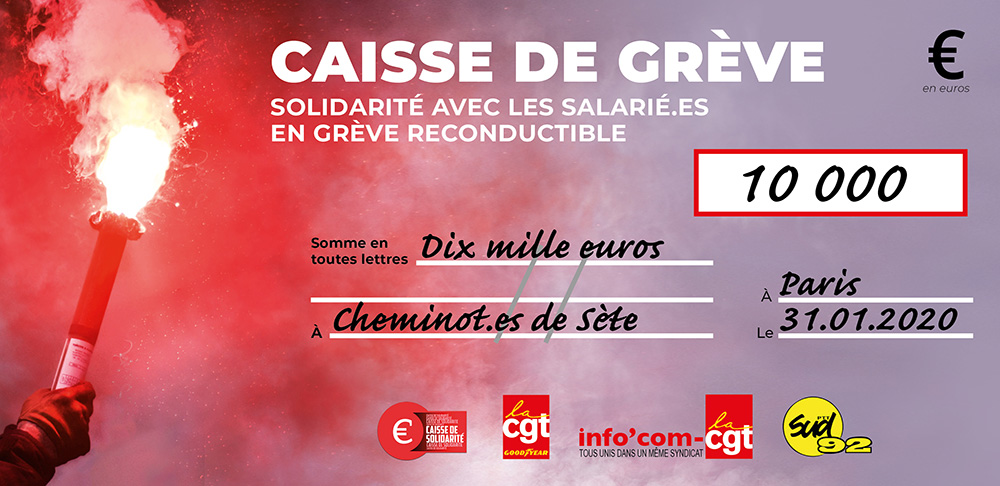 Chèque du versement à SNCF SÈTE