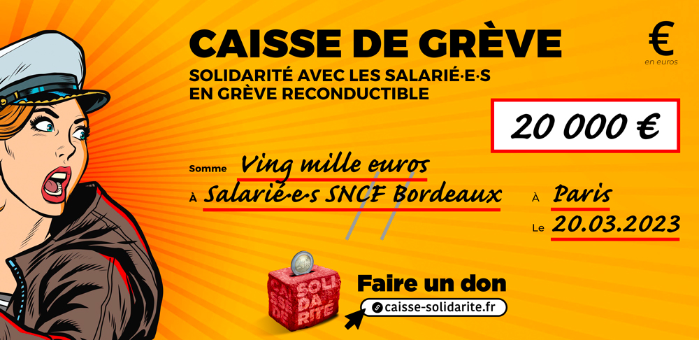 Chèque du versement à SNCF • BORDEAUX