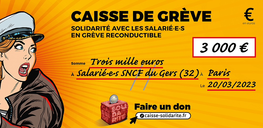 Chèque du versement à SNCF • GERS (32)
