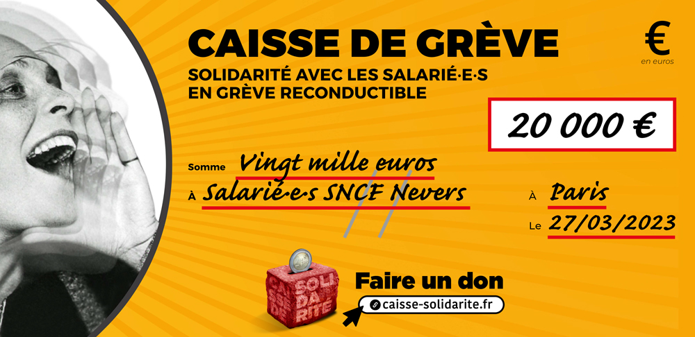 Chèque du versement à SNCF • NEVERS (58)