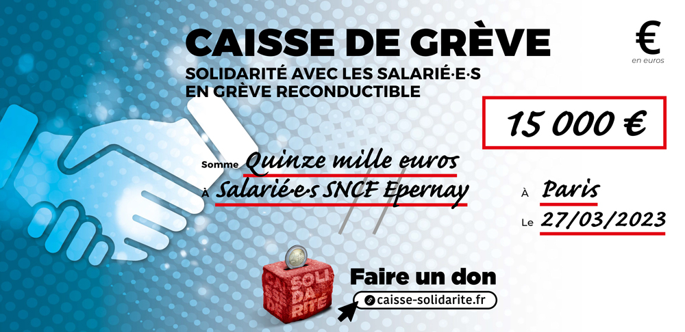 Chèque du versement à SNCF • EPERNAY (51)