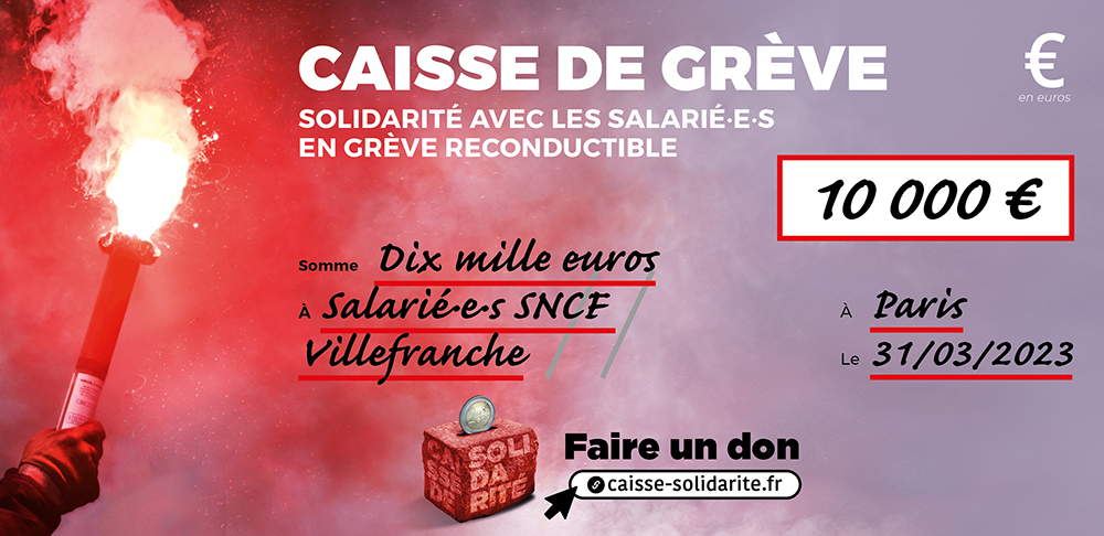 Chèque du versement à SNCF • VILLEFRANCHE