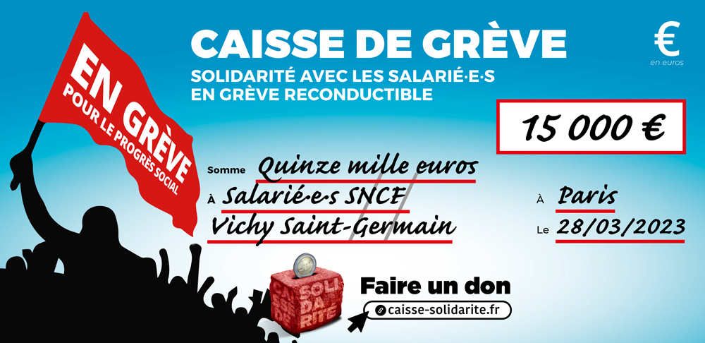 Chèque du versement à SNCF • VICHY SAINT-GERMAIN (03)