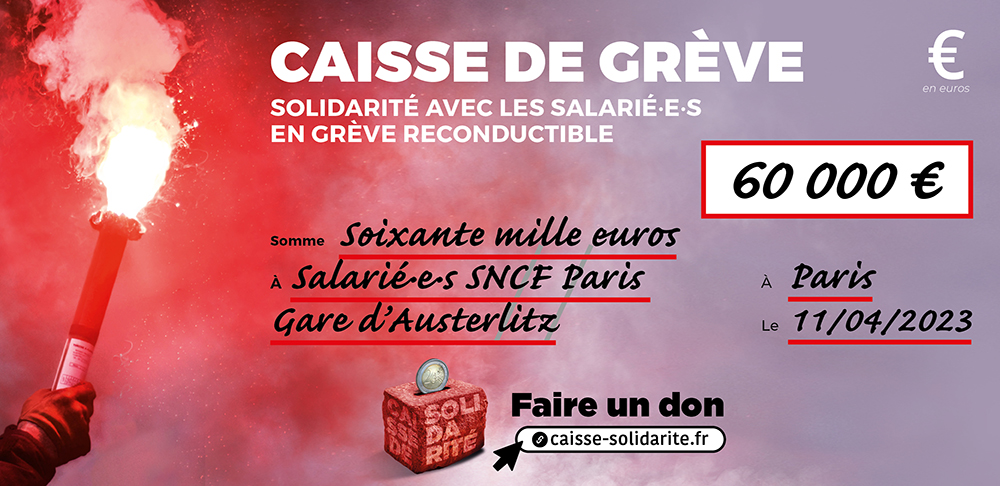 Chèque du versement à SNCF • PARIS GARE D'AUSTERLITZ