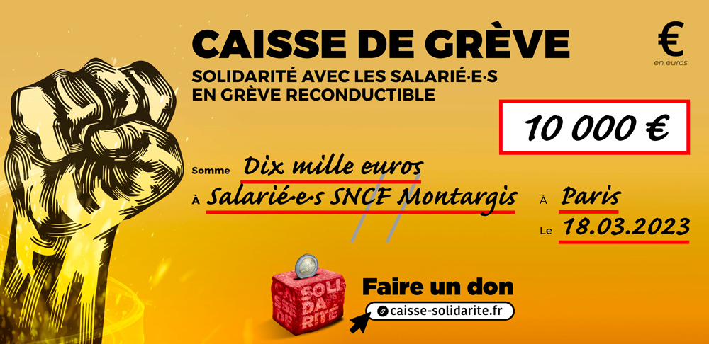 Chèque du versement à SNCF • MONTARGIS (45)
