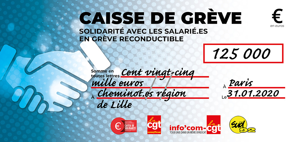 Chèque du versement à SNCF RÉGION DE LILLE