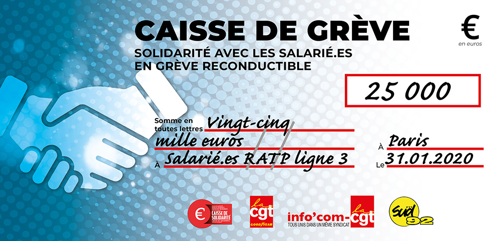 Chèque du versement à RATP LIGNE 3
