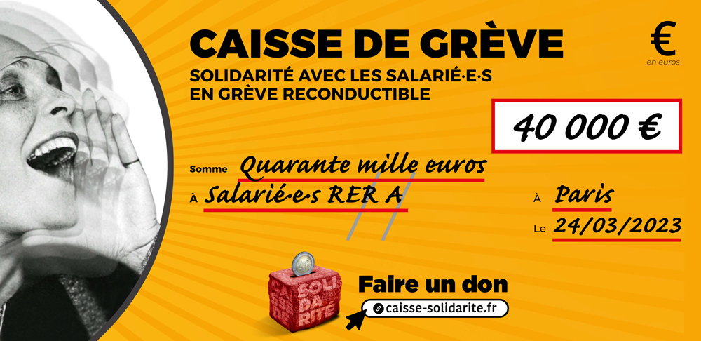 Chèque du versement à RATP • RER A (75)