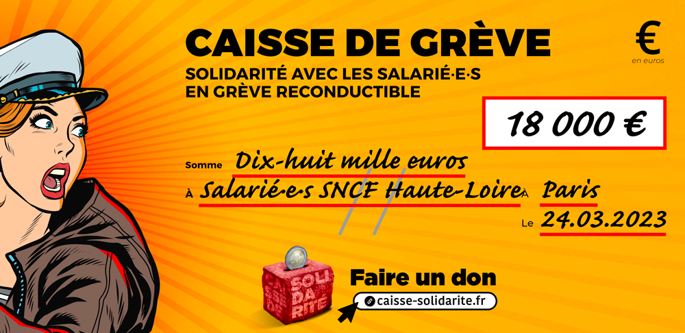 Chèque du versement à SNCF • HAUTE LOIRE (43)