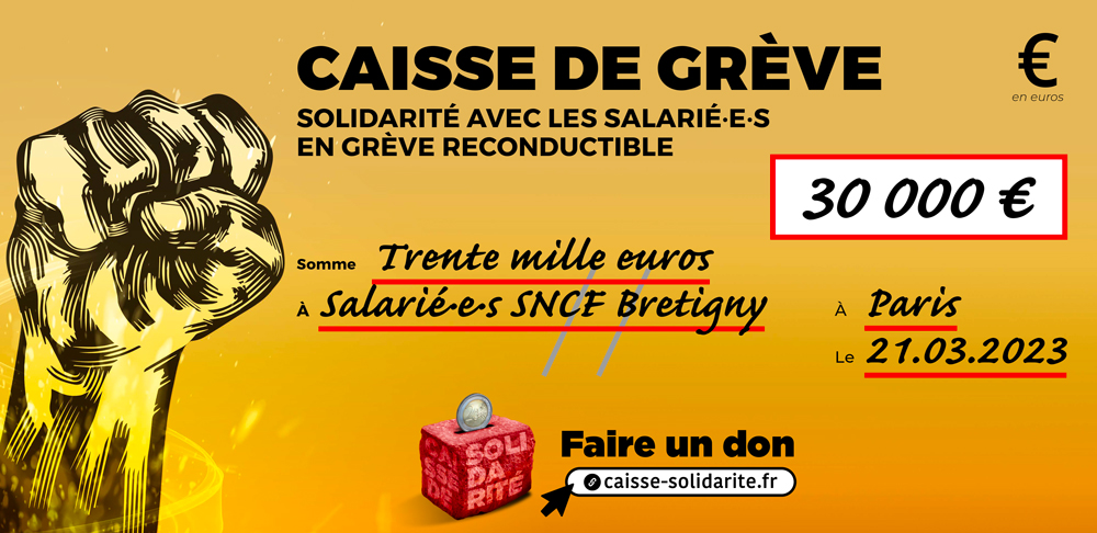Chèque du versement à SNCF • BRETIGNY (91)