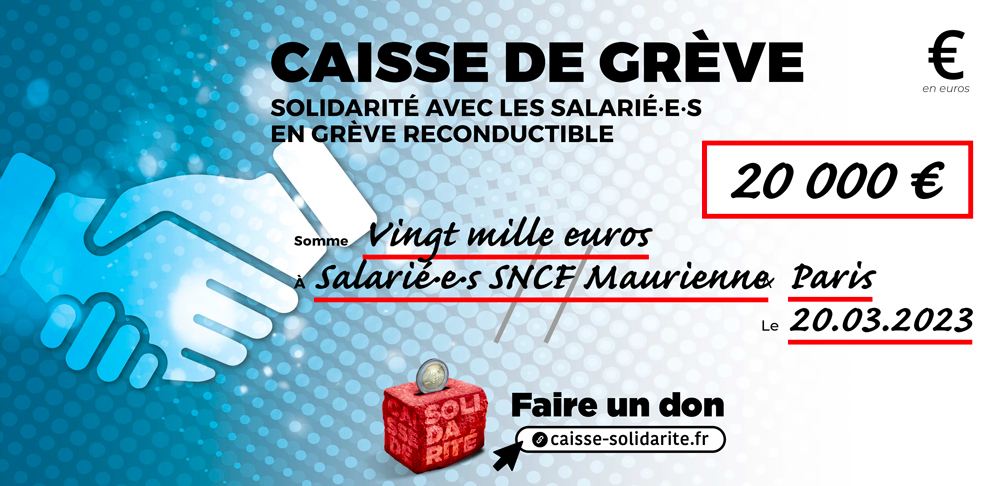 Chèque du versement à SNCF • MAURIENNE (73)