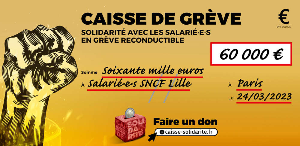 Chèque du versement à SNCF • LILLE (59)