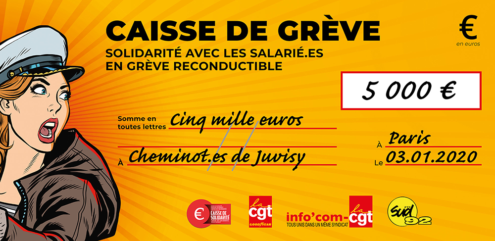 Chèque du versement à SNCF JUVISY