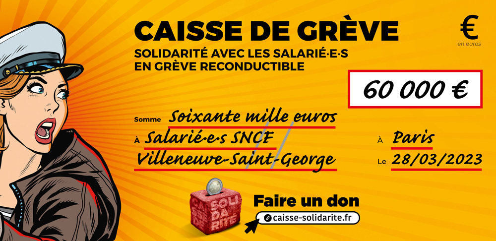 Chèque du versement à SNCF • VILLENEUVE-SAINT-GEORGE (94)