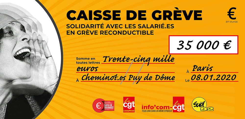 Chèque du versement à SNCF PUY DE DOME