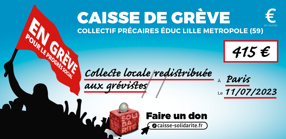 Chèque du versement à ÉDUCATION NATIONALE • COLLECTIF PRÉCAIRES LILLE (59)