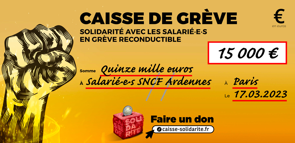 Chèque du versement à SNCF • ARDENNES (08)