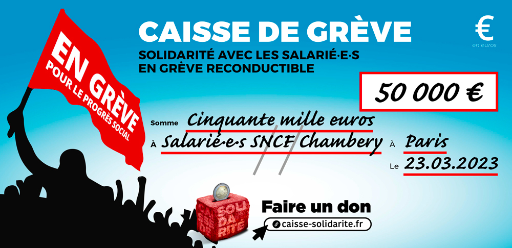 Chèque du versement à SNCF • CHAMBERY (73)