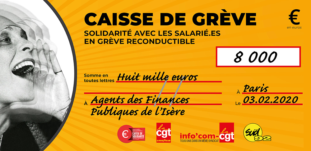 Chèque du versement à FINANCES PUBLIQUES ISÈRE