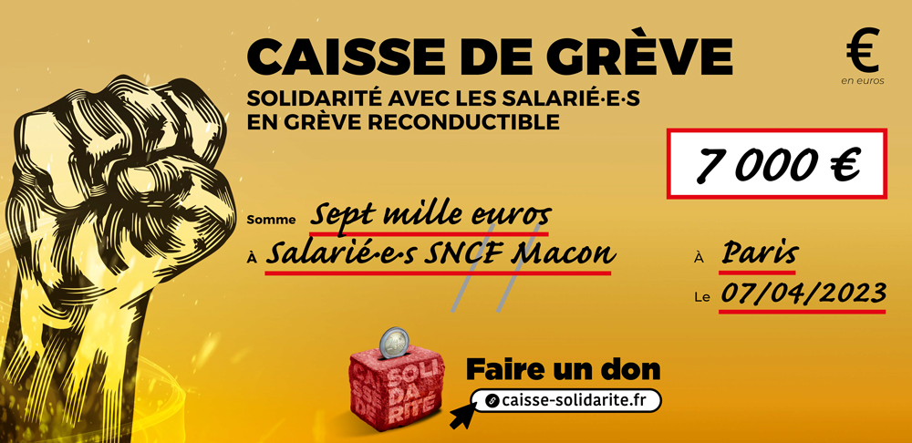 Chèque du versement à SNCF • MACON (71)
