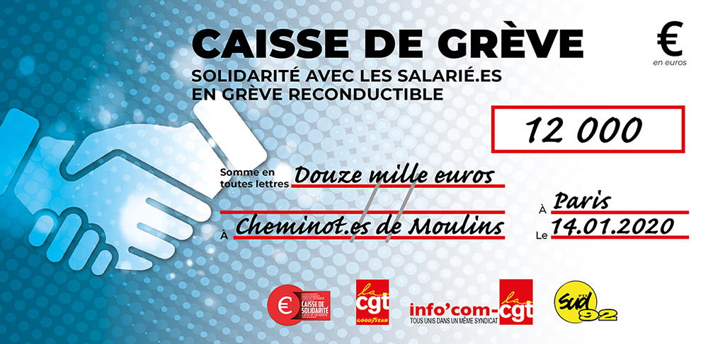 Chèque du versement à SNCF MOULINS