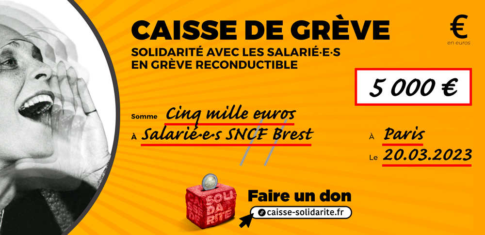 Chèque du versement à SNCF • BREST (29)