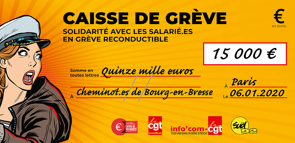 Chèque du versement à SNCF BOURG EN BRESSE