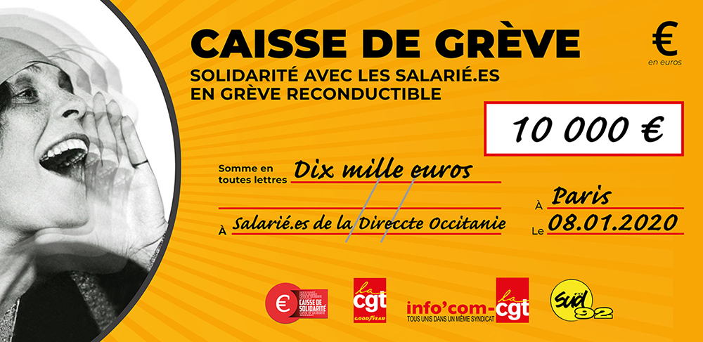 Chèque du versement à DIRECCTE OCCITANIE