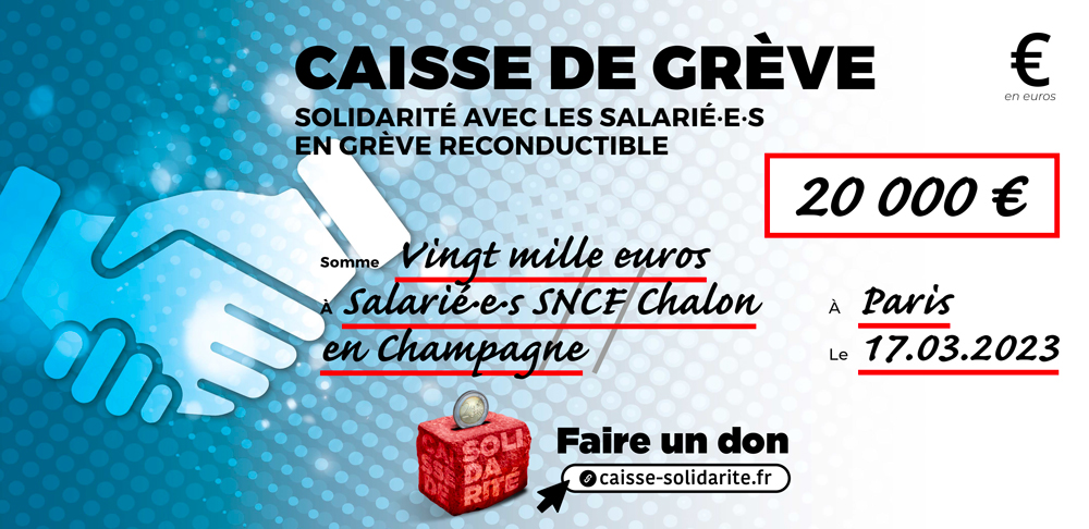 Chèque du versement à SNCF • CHALON EN CHAMPAGNE (51)