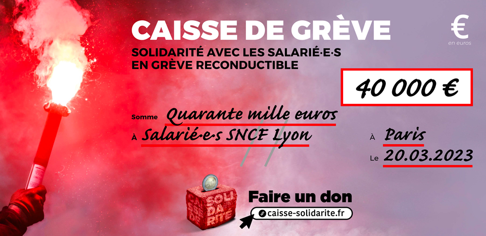 Chèque du versement à SNCF • LYON (69)